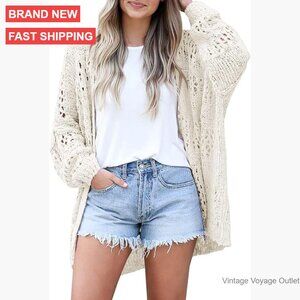 Lightweight Crochet Cardigan Sweater Oversized Open Front Boho Knit